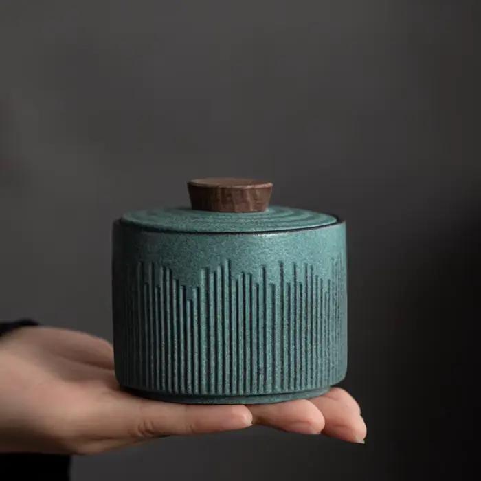 Petit caddie à thé en céramique, pot à café, boîte à thé Portable, collation, pot scellé, réservoir 
