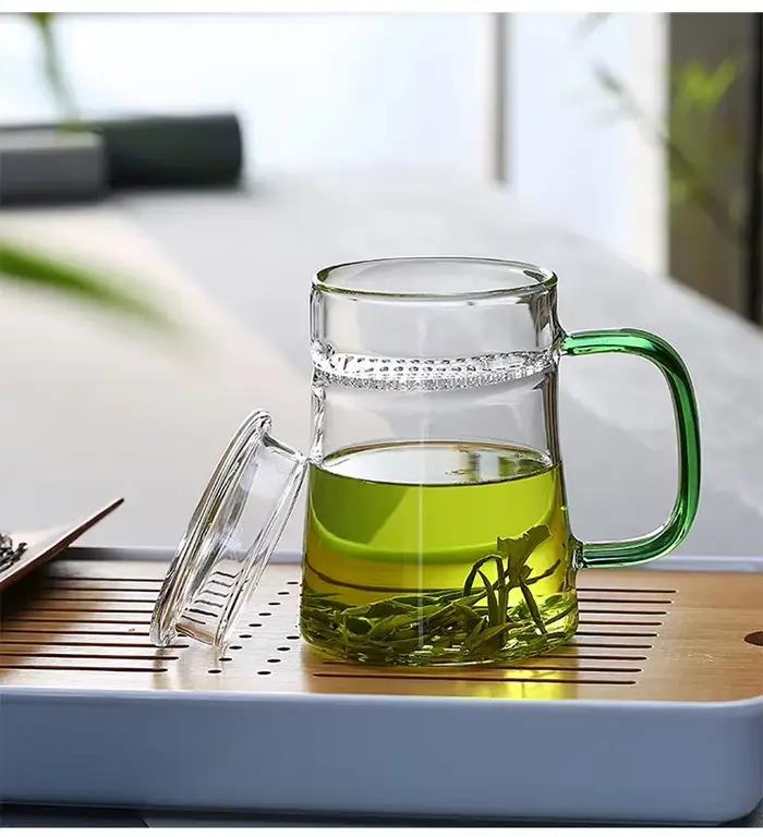 Tasse à thé en verre à degré de chaleur avec filtre, tasse à thé à fleurs, verres de bureau, tasses 
