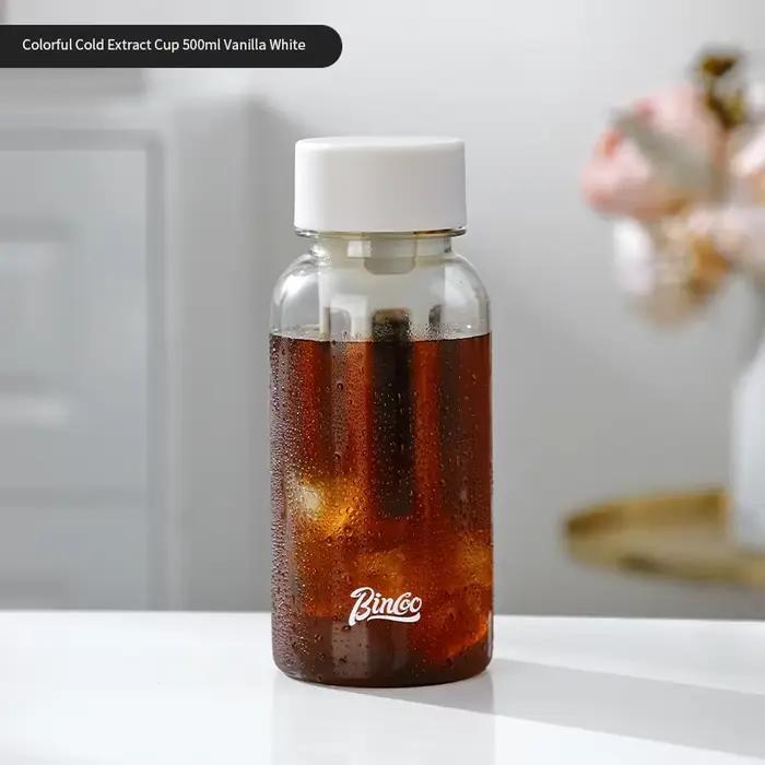 Bincoo – Gourde isotherme 600 ml pour café et thé infusé à froid avec filtre 300 mailles, anti-fuite