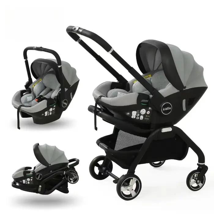 Poussette bébé rose 4-en-1 neuve avec nacelle, siège auto multifonctionnel, poussette de luxe, pliab