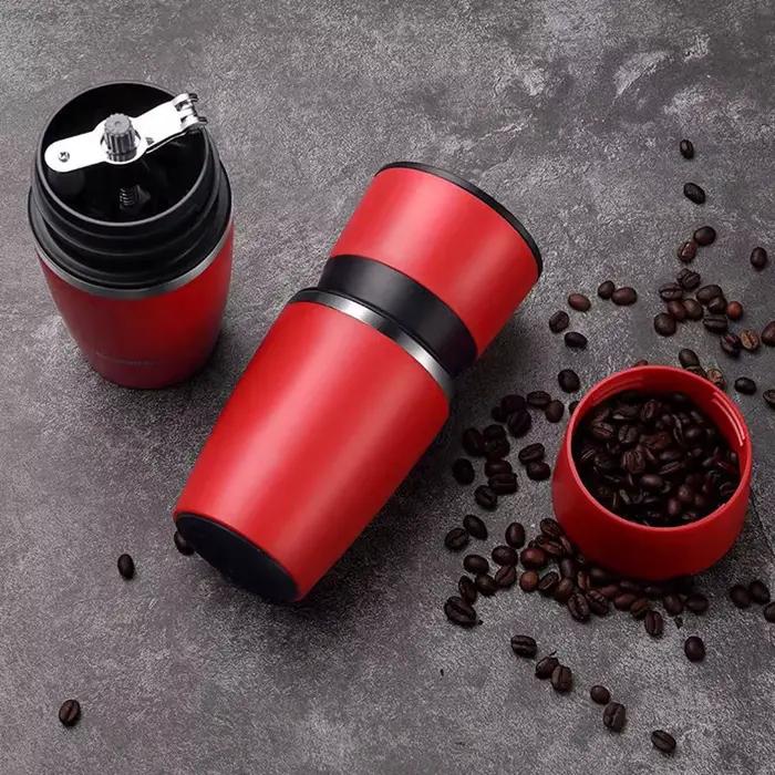 Mug à café de voyage avec moulin à café intégré, filtre, ensemble manuel pour faire du café et du mo