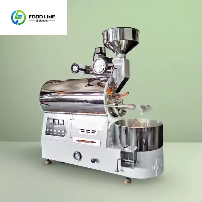 Torréfacteur à café commercial automatique à double tambour de 1KG-2KG-3KG, électrique/gaz, à air ch