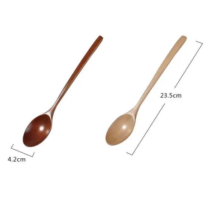 Cuillère à thé en bois, 2 pièces, ustensiles de cuisine, pour soupe, café, miel