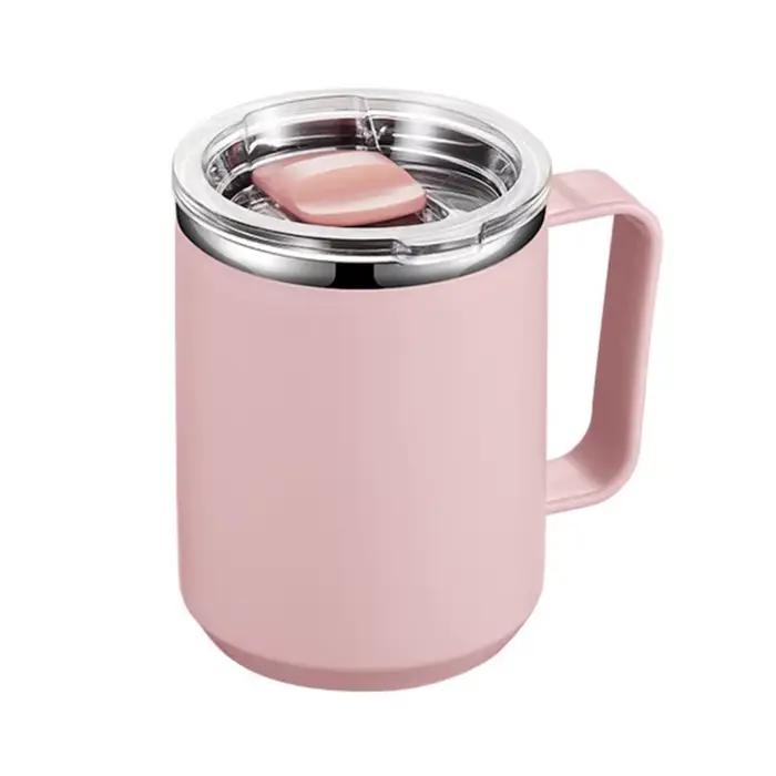 Tasse à café isolée avec poignée, tasse à café incassable en acier inoxydable 304, tasse d'eau sous 