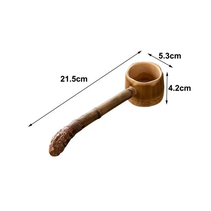 Infuseurs à thé portables à long manche en bambou, cuillère à eau faite à la main, cuillère à thé ré
