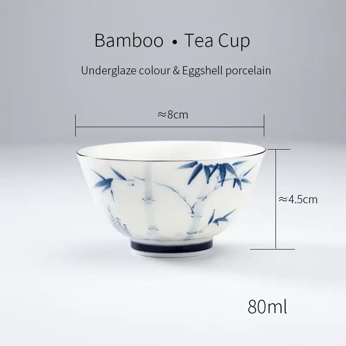 Tasse de maître du thé Kung Fu, en céramique sous-glaçurée peinte à la main avec motif bambou, porce