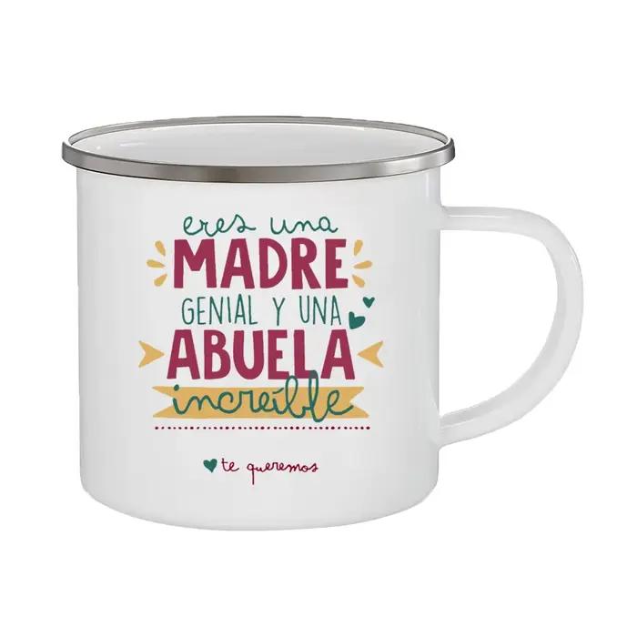 Tasse à café en émail imprimé espagnol, tasse à lait, tasses de camping, meilleures boissons, grand-