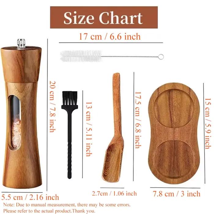 Moulin à sel en bois réglable, outils de cuisine, ustensiles de cuisine, 1 pièce, 2 pièces