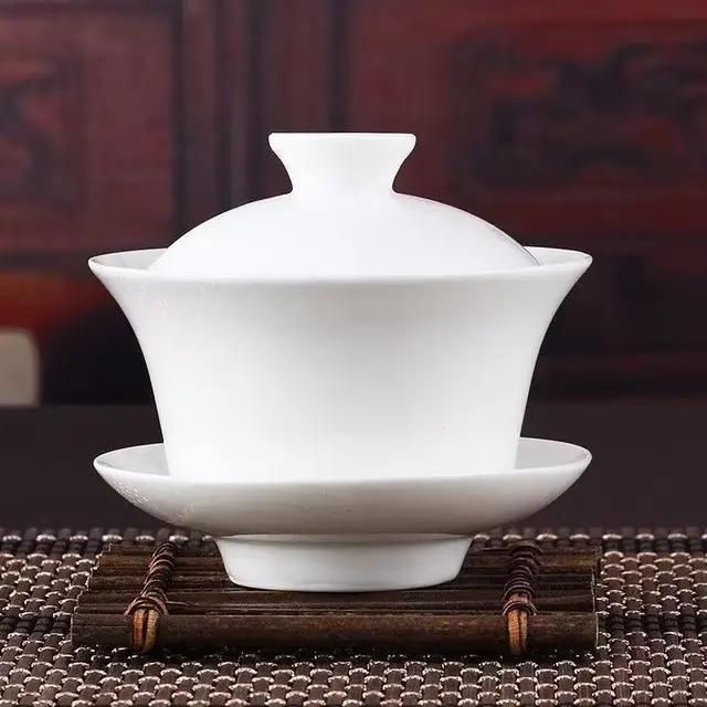Traditions chinoises Gai Wan service à thé os chine ensembles à thé Dehua Gaiwan thé porcelaine Pot 