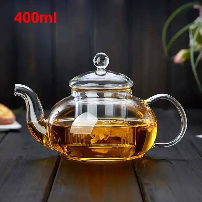 Service à thé en verre borosilicate de haute qualité 400/800/1000 ml, comprenant une théière à fleur
