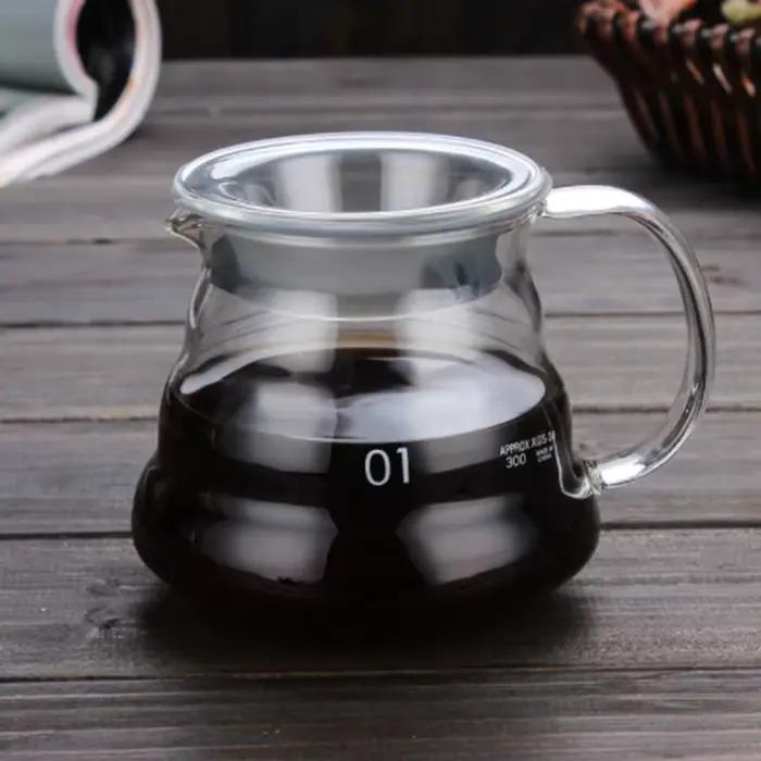 Leeseph – Carafe à café, bouilloire à café en verre transparent de 350/600ml, Pot de partage avec co