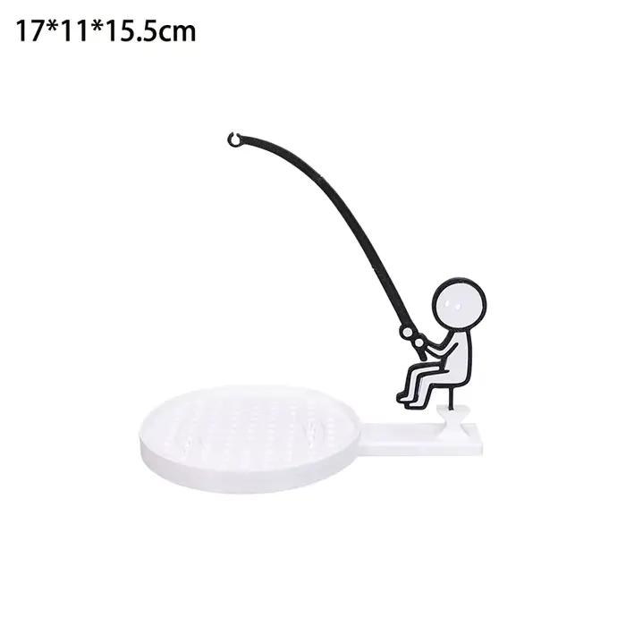 Support de sachet de thé imprimé en 3D en forme de pêcheur, dessin animé amusant, dessous de tasse c