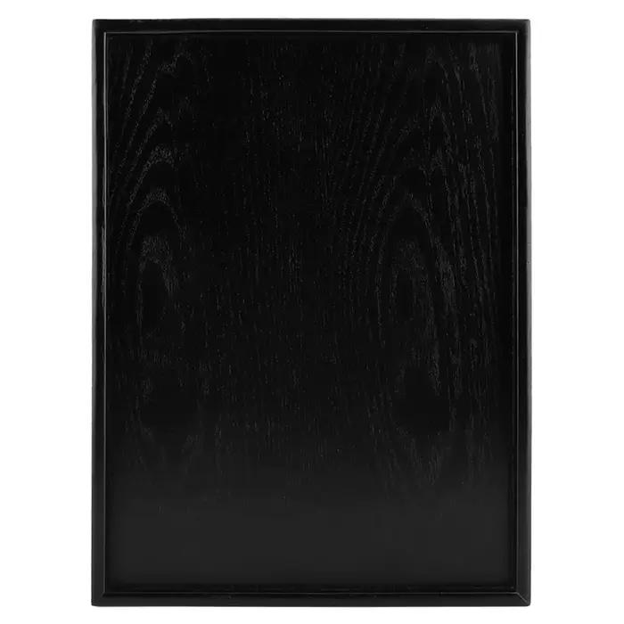 Plateau à thé rectangulaire noir en bois massif, plateau de collation, pratique/Durable, gain de pla