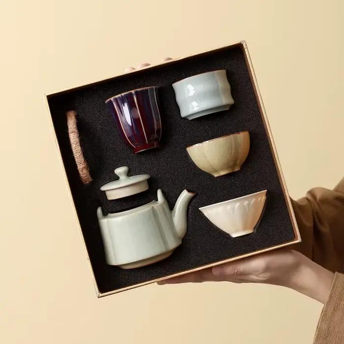 Théière créative et culturelle du musée du palais chinois, coffret cadeau de tasse à thé, service à 