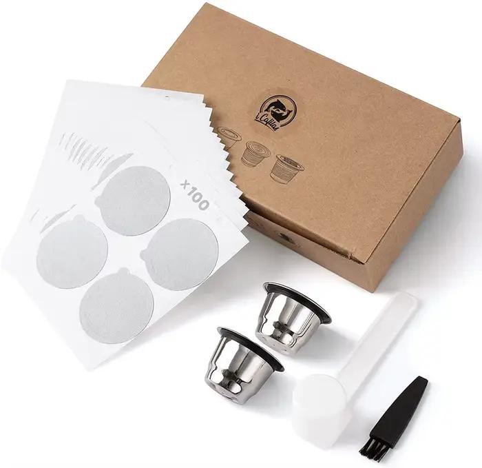 I Cafilas-Capsules de café réutilisables en acier inoxydable, crème, quotidien, dosettes illables, p