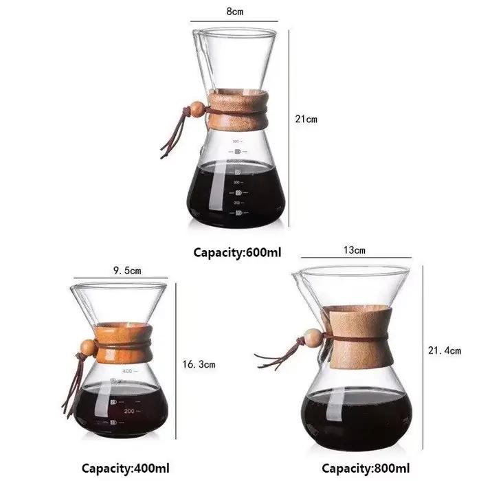 Bouilloire à café en verre à main avec filtre en acier inoxydable, brassage goutte à goutte, cafetiè