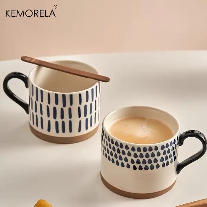 KEMORELA 1 pièces 450ML tasse en céramique nordique café tasse à lait avec poignée rétro grande capa