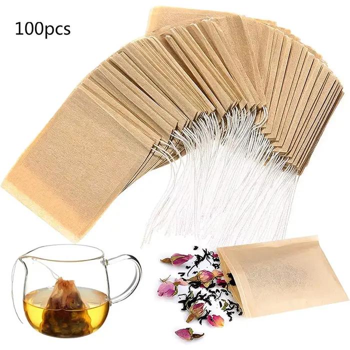 Sachets filtrants à thé jetables pour thé et café en vrac, Sachets d'infuseur à thé vide non blanchi