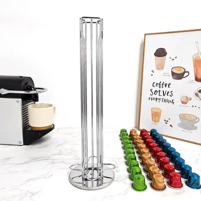 Présentoir à capsules de café en métal plaqué noir, supports rotatifs de haute qualité, dosette de c