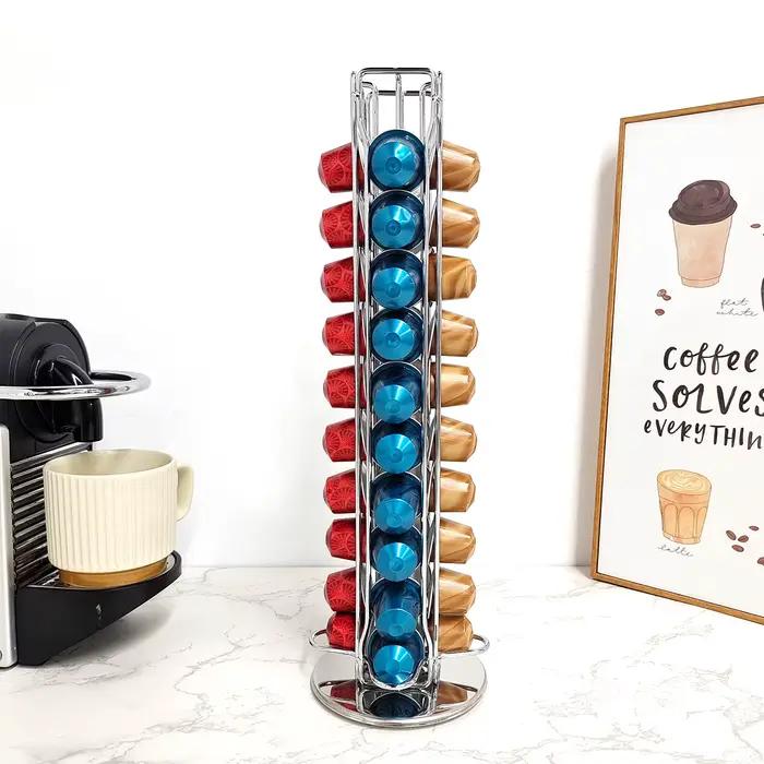 Présentoir à capsules de café en métal plaqué noir, supports rotatifs de haute qualité, dosette de c