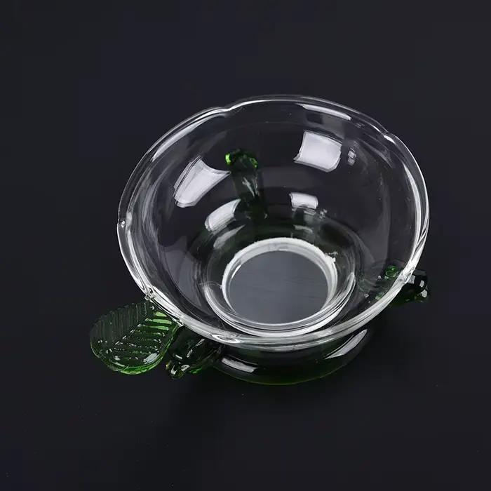Service à thé Kung Fu chinois, vert jaune, 8.5CM x 4.5CM, passoire à thé en verre, infuseur, filtre,