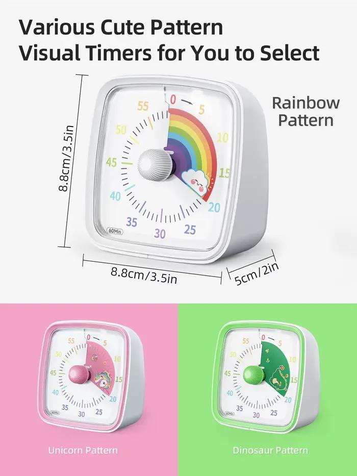 Yunbaoit-Minuterie visuelle avec veilleuse, compte à rebours de 60 minutes pour enfants et adultes, 