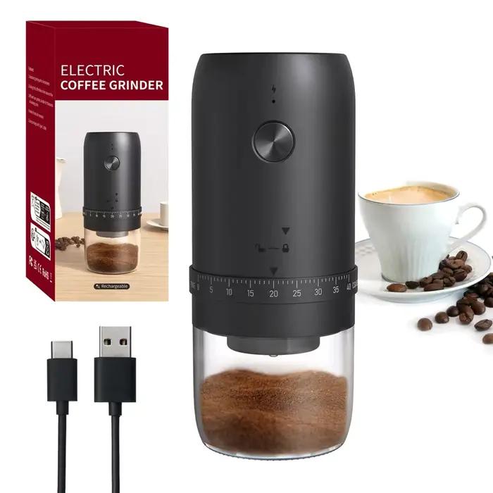 Moulin à café électrique portable 1800 mAh, 40 vitesses réglables externement, rechargeable pour la 
