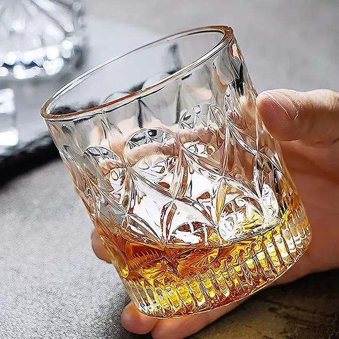 2 pièces tasse en verre whisky 330ml tasses en Relief verres de cuisine pour Cocktail café glacé biè