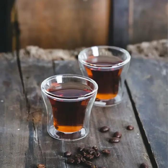Tasses à expresso à double paroi en verre borosilicate, tasse à thé, vin, lait, tasse à boisson rési