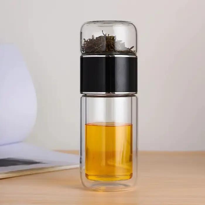 Bouteille d'eau à thé en verre borosilicaté à haute teneur, double couche, tasse à thé, infuseur, go