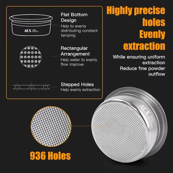 Panier de filtre à café 58MM AEX précis 18g 22g, écran de rondelle pour porte-filtre sans fond, acce