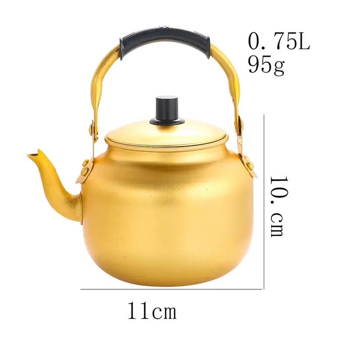 Bouilloire en aluminium doré 0,75-6l, théière Portable d'extérieur, cafetière de grande capacité, us