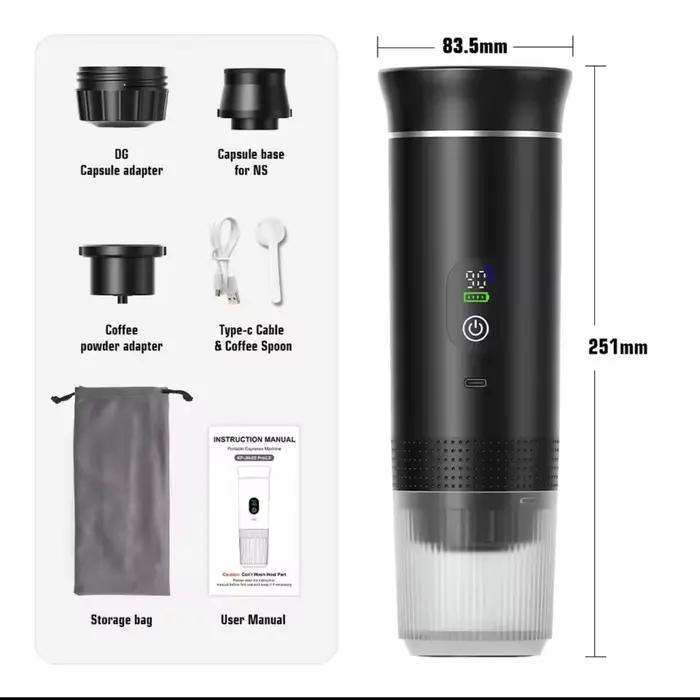 Machine à expresso portable 20 bars, cafetière 3-en-1 pour capsules et café moulu avec écran numériq