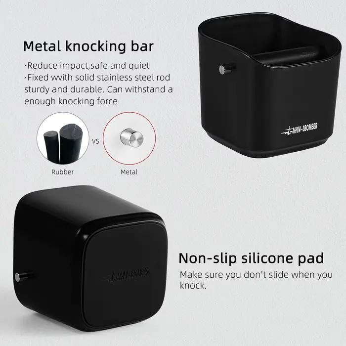 MHW-3BOMBER Square Coffee Grounds Knock Box PerfecKnock Bar et base coordonnante Lavable au lave-vai