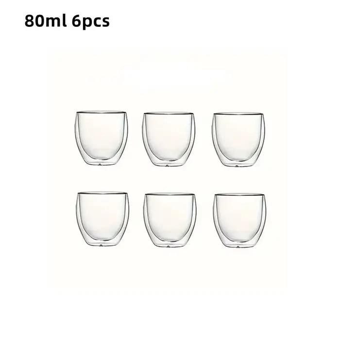Tasses à expresso en verre transparent isolées à double paroi, 80/250/450ml, parfaites pour le thé, 