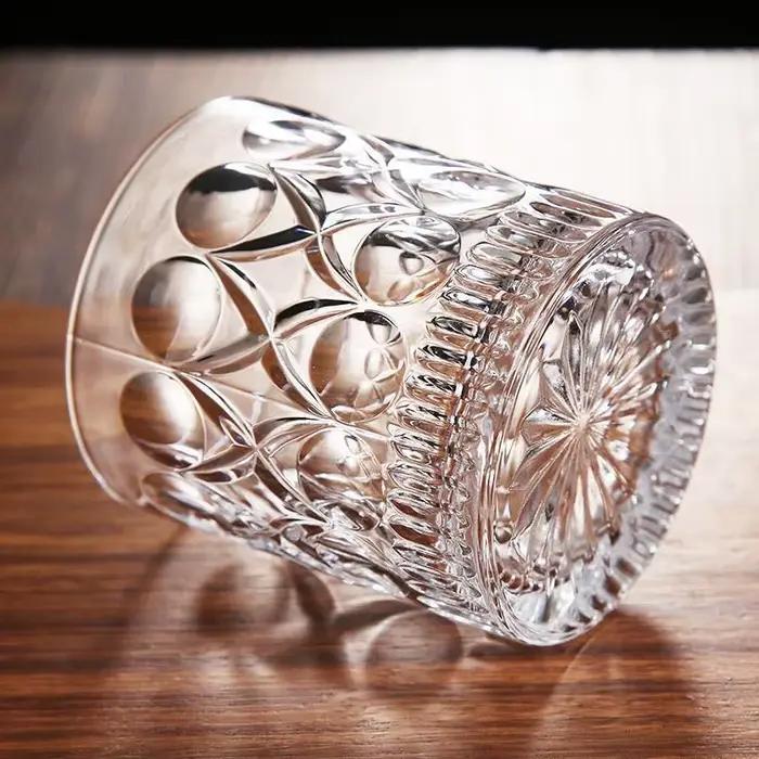 2 pièces tasse en verre whisky 330ml tasses en Relief verres de cuisine pour Cocktail café glacé biè