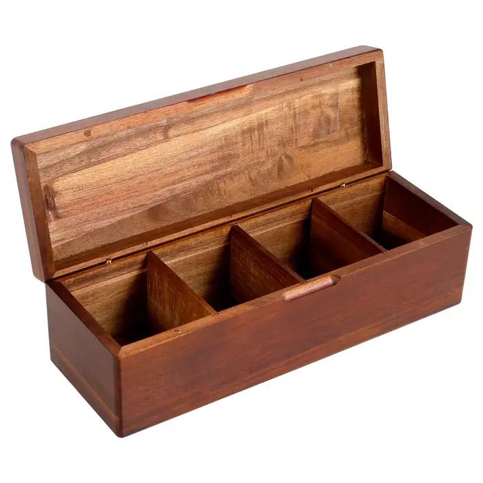 Boîte de rangement de sachets de thé en bois avec 4/8 compartiments, caddie de rangement de paquets 