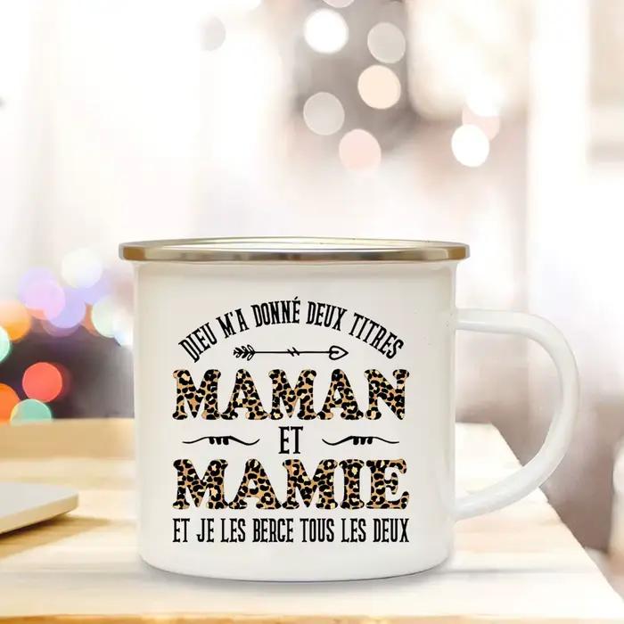 Super Mamie je t'aime imprimé tasse en émail boisson lait tasses à café annonce de grossesse tasses 