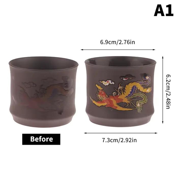 Tasse à thé Dragon Phoenix de Style chinois, tasse à thé en argile violette à couleur changeante, br