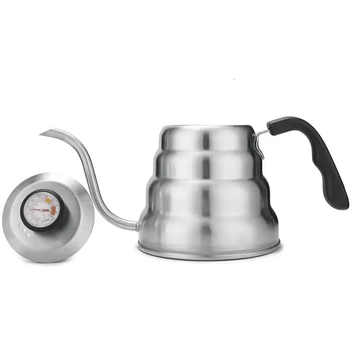 Bouilloire à café 1L/1,2 l en acier inoxydable, bouilloire goutte à goutte avec thermomètre pour caf