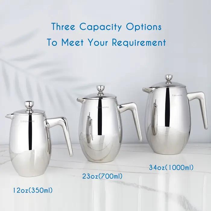 Easyworkz Nando French Press Cafetière thermique isolée à double paroi Cafetiere en acier inoxydable