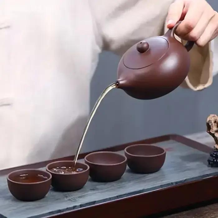 Théière chinoise en argile violette de 180ml, filtre à trou de boule de minerai brut, infuseur à thé