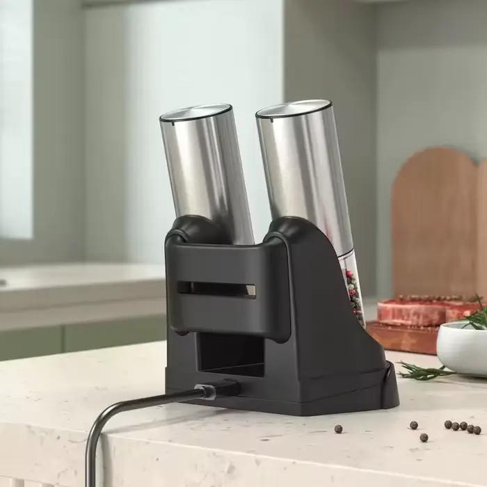 Ensemble de moulins électriques à sel et à poivre, capacité 190ML, base rechargeable par USB, moutur