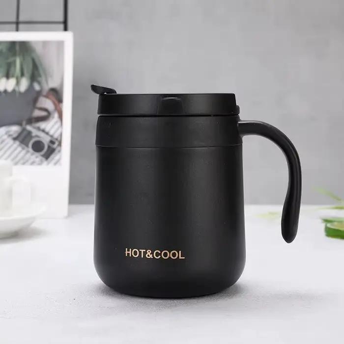 Tasse à café isolée avec poignée, tasse isolée en acier inoxydable, gobelet à café, Thermos, tasses 