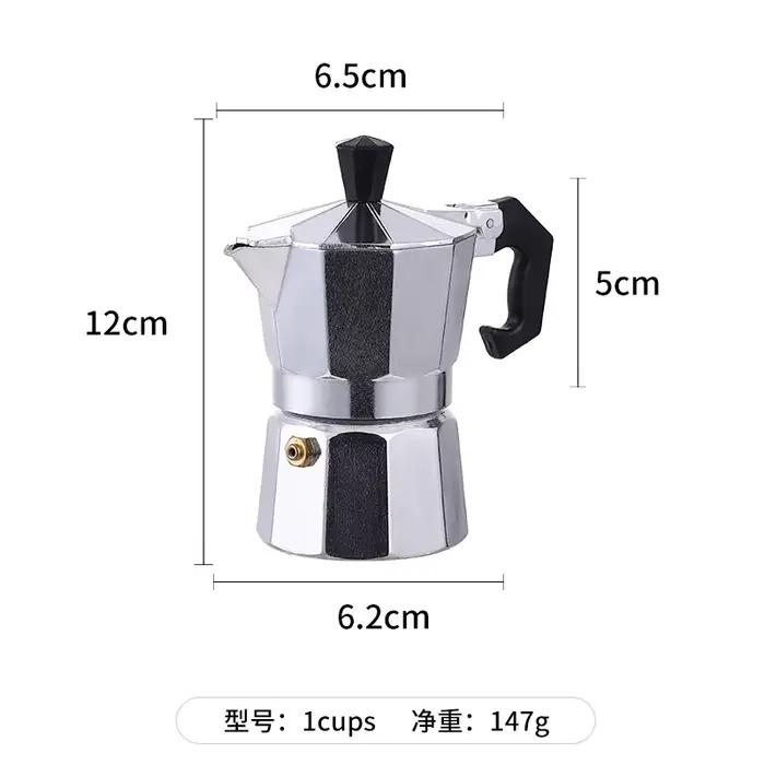 Cafetière moka italienne en alliage manuel, cafetière Moka octogonale rétro bon marché 50/100/150ml