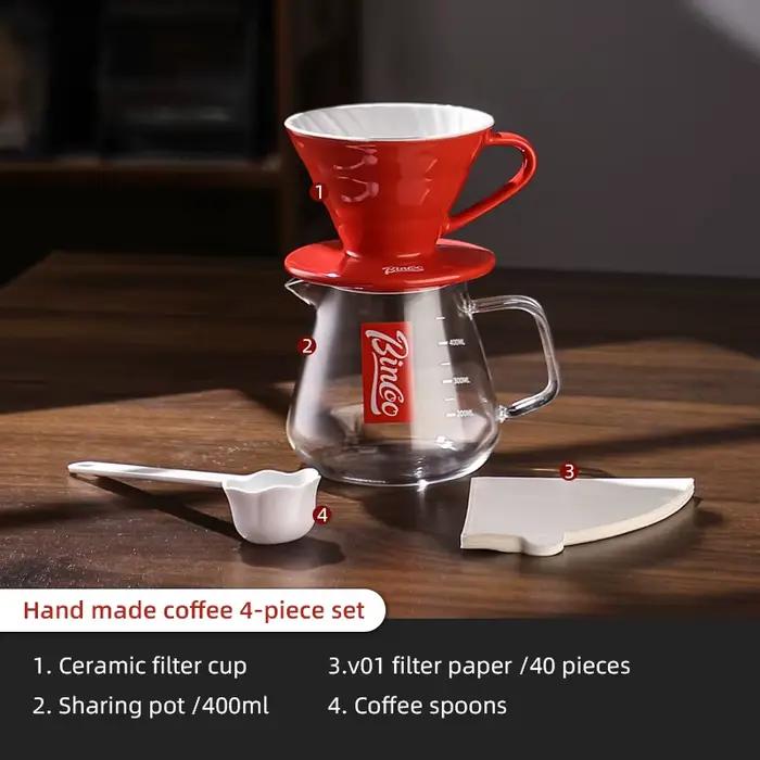 BINCOO verser sur café goutteur ensemble 400ml verre partage Pot entonnoir goutte à goutte cafetière