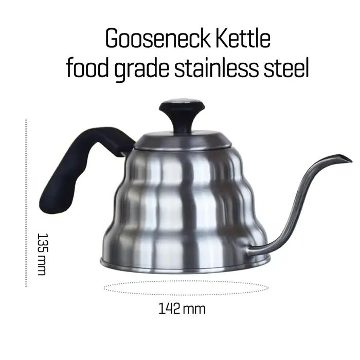 Bouilloire à café 1L/1,2 l en acier inoxydable, bouilloire goutte à goutte avec thermomètre pour caf