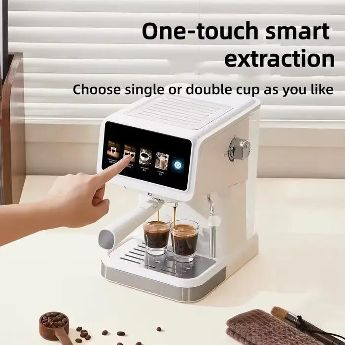 Machine expresso 20 bars avec mousseur à lait vapeur pour maison et bureau, cafetiere semi-automatique compacte pour debutants
