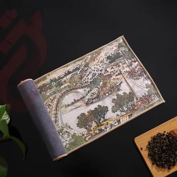 Serviette à thé épaisse peinte chinoise