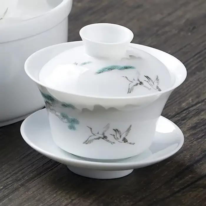 Traditions chinoises Gai Wan service à thé os chine ensembles à thé Dehua Gaiwan thé porcelaine Pot ensemble pour voyage belle et facile bouilloire